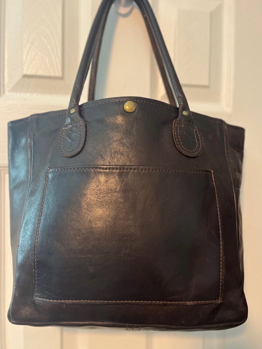 Classic Dark Brown Leather Tote Bag - Picture 2 of 4